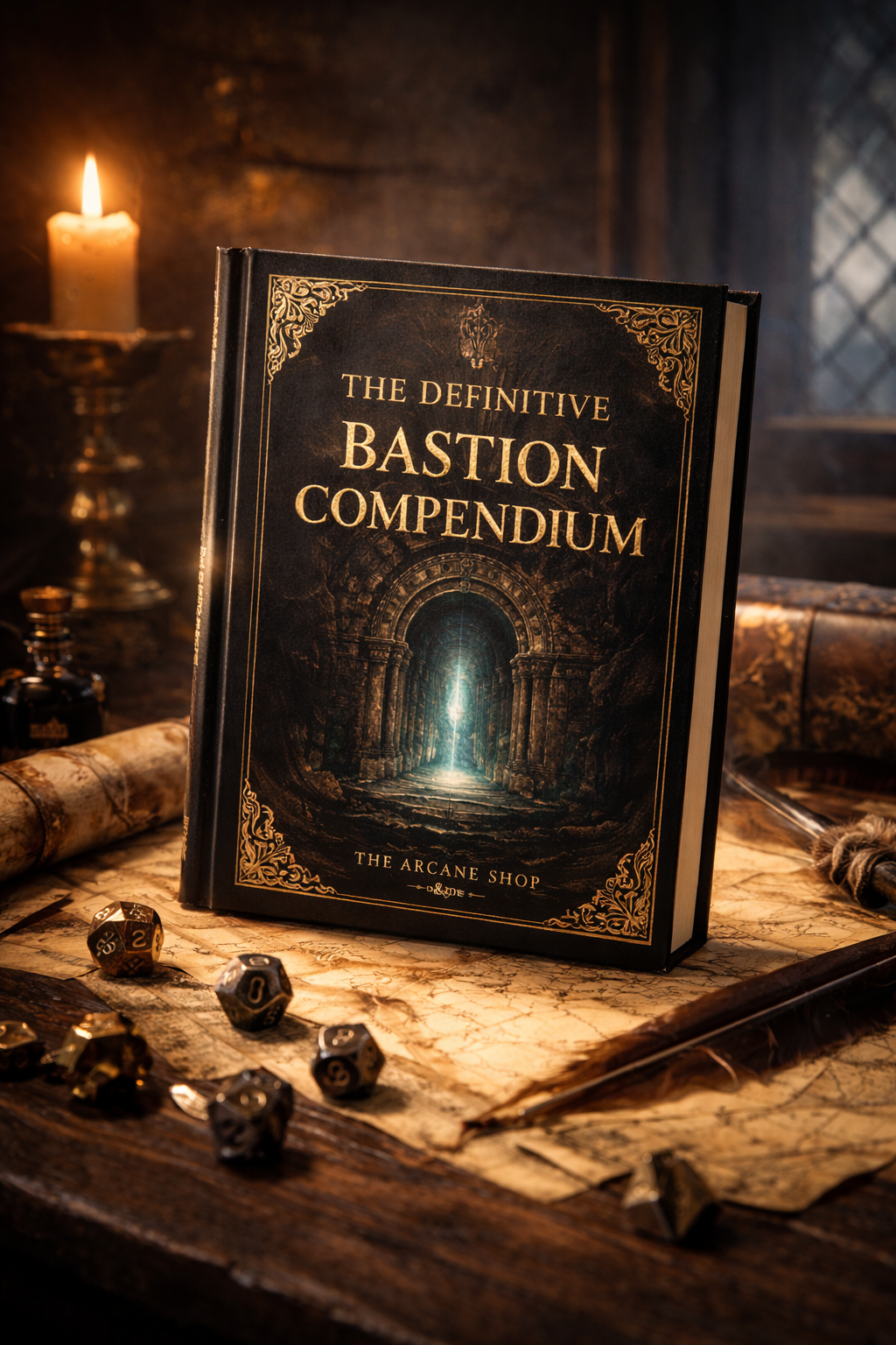 Mockup premium del Bastion Compendium di THE ARCANE SHOP